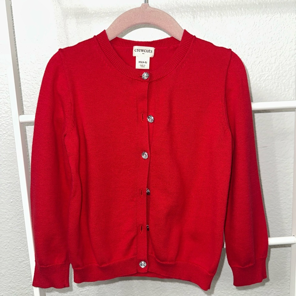 Crewcuts Vibrant Red Cardigan with Sparkling Buttons